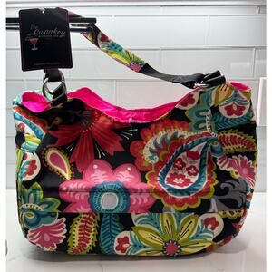 Original "The Swankey" Insulated Beverage Tote Bag, Bright Flowers, NWT